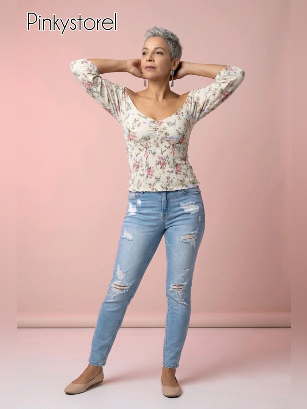 Floral V Neck Top🌼